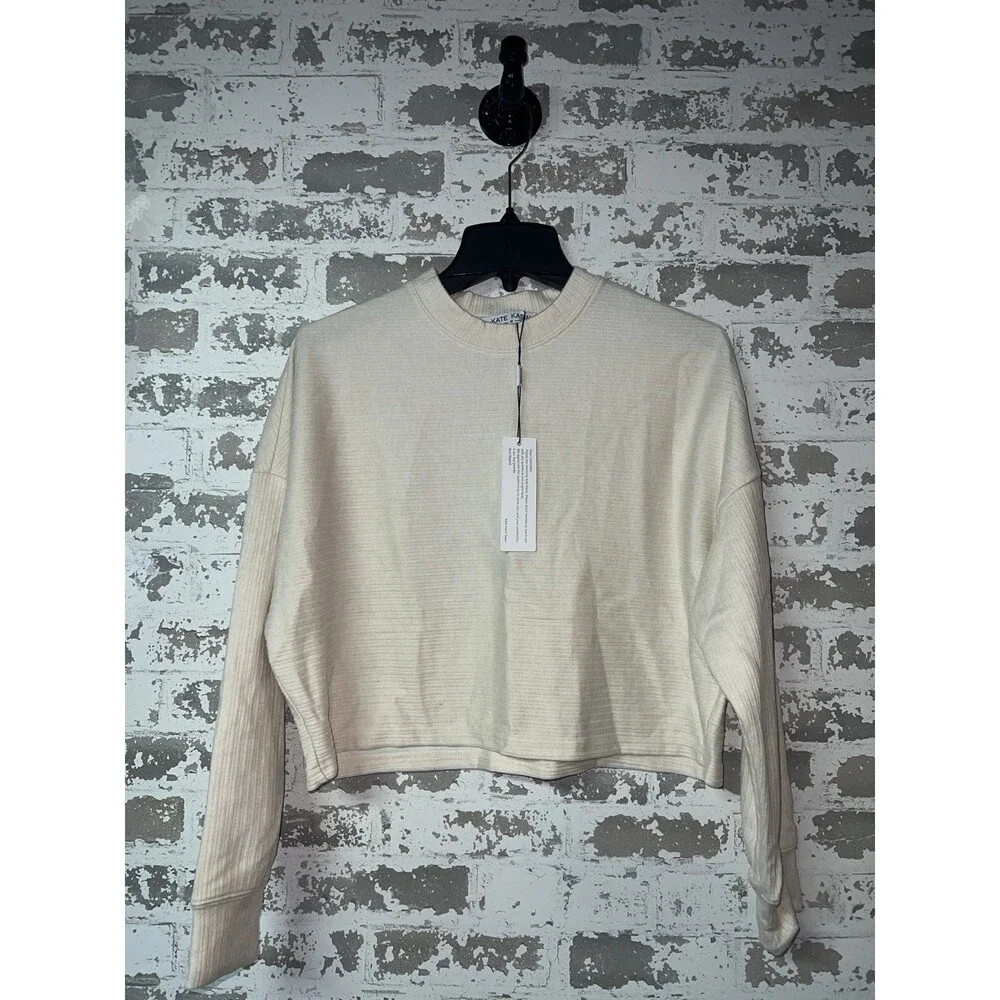 NWT! KATE KASIN Sweater Midi Skirt Set Medium Cream Ribbed Knit Two Piece Outfit